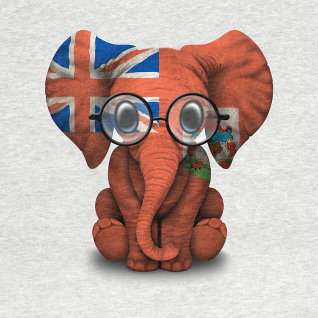 Baby Elephant with Glasses and Bermuda Flag by jeffbartels